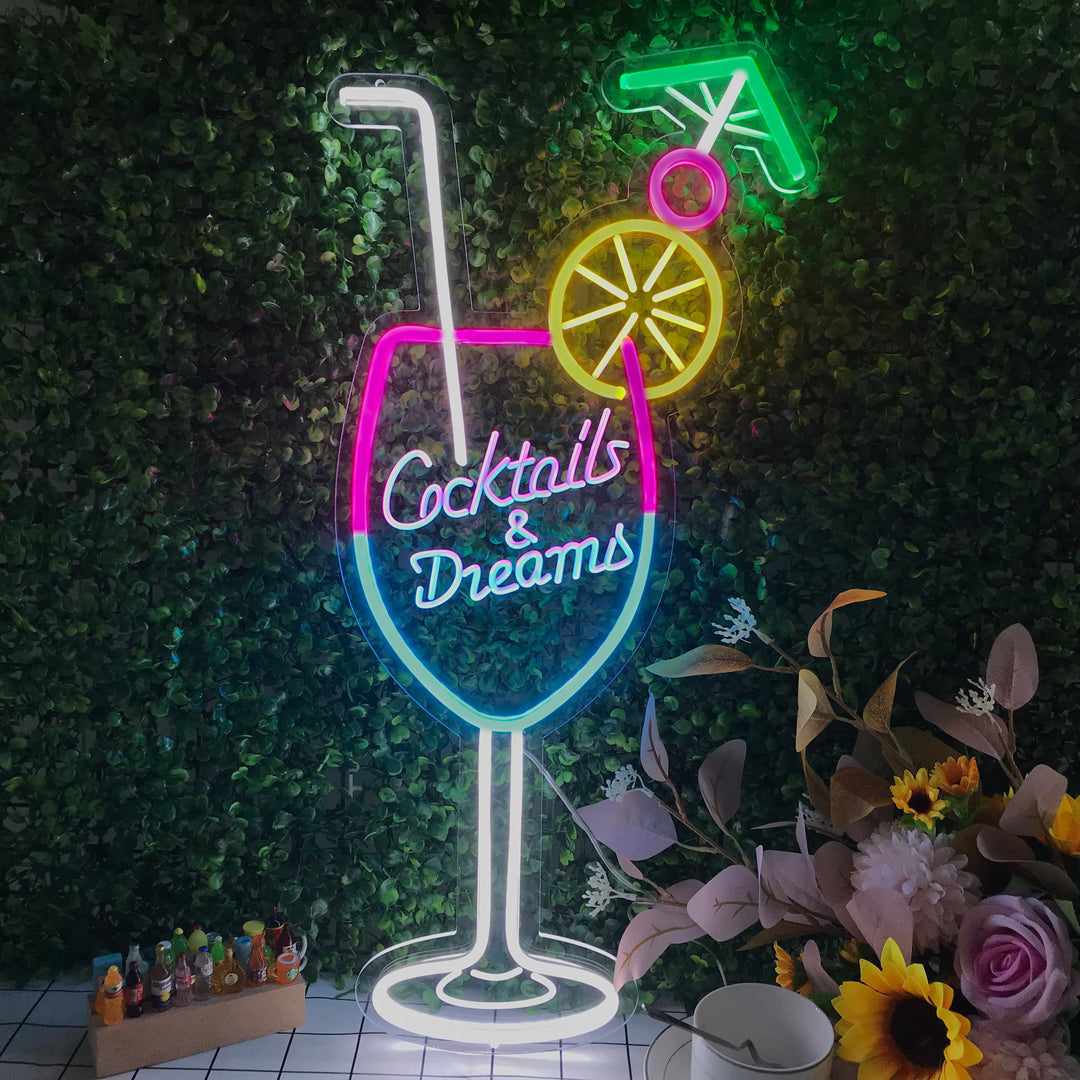 "Cocktails & Dreams" Mini Lumineuse en Néon
