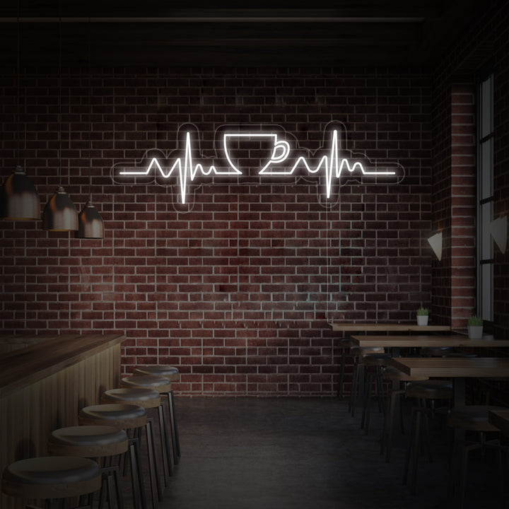 "Café Rythme Cardiaque" Enseigne Lumineuse en Néon