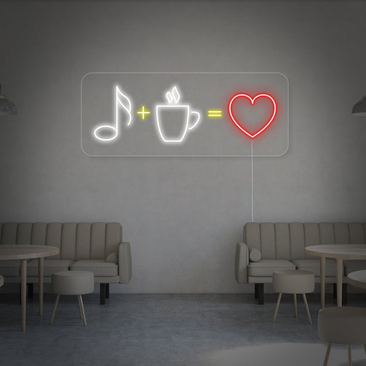"Café Musique Amour" Enseigne Lumineuse en Néon