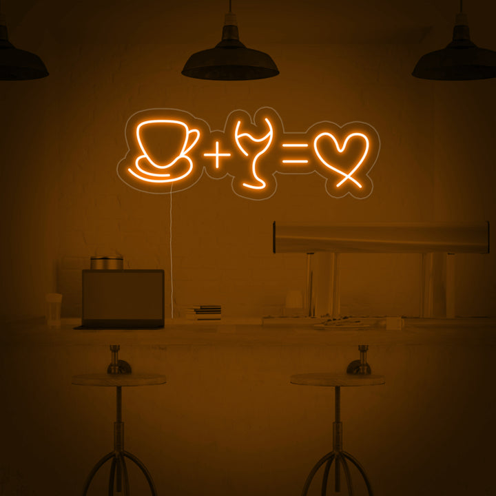 "Café Vin Amour" Enseigne Lumineuse en Néon