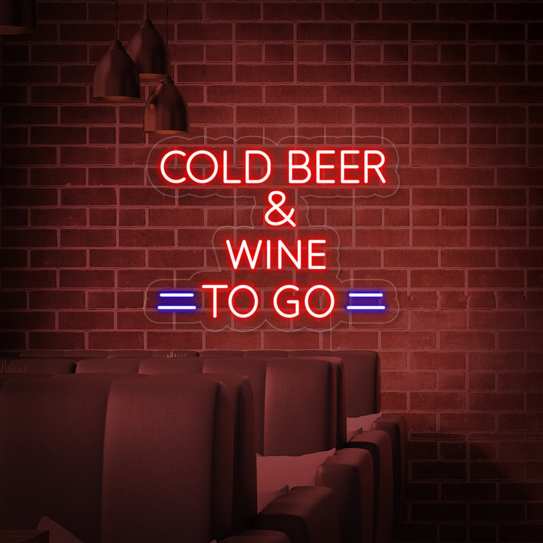 "Cold Beer And Wine To Go" Enseigne Lumineuse en Néon
