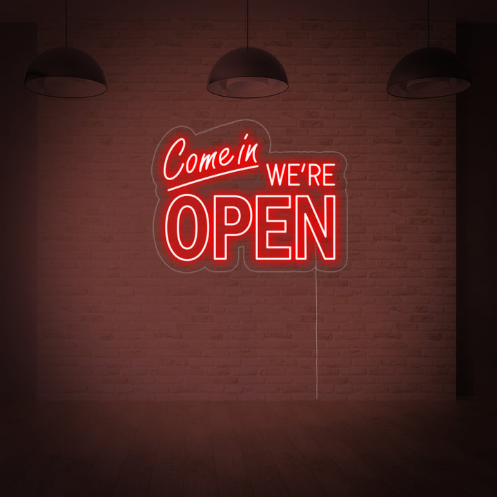 "Come In We Are Open" Enseigne Lumineuse en Néon