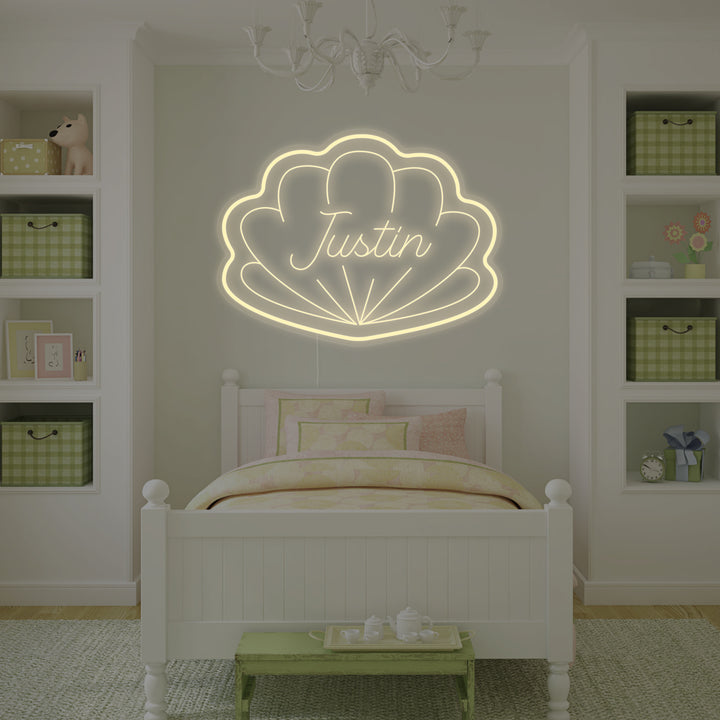"Nom D'Enfant Personnalisé Avec Une Forme De Coquillage, Décoration De Chambre D'Enfant" Enseigne Lumineuse en Néon