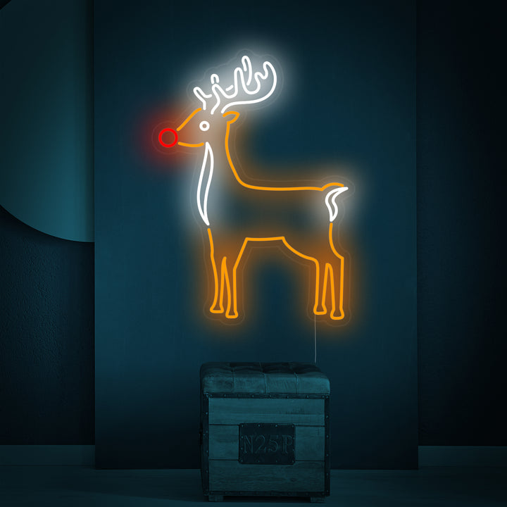 "Renne Mignon Décor De Noël" Enseigne Lumineuse en Néon
