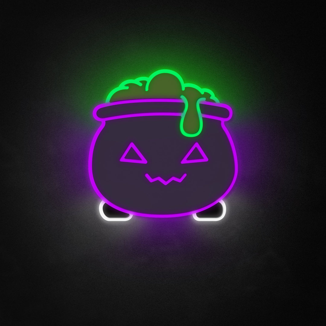 "Signe de chaudron mignon de sorcière, décor d'Halloween" Neon Like