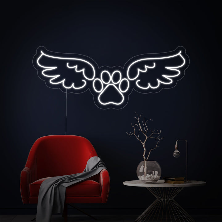 "Empreinte De Patte De Chien, Ailes D'Ange" Enseigne Lumineuse en Néon