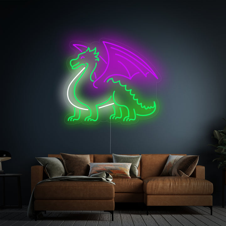 "Dragon Avec Ailes" Enseigne Lumineuse en Néon