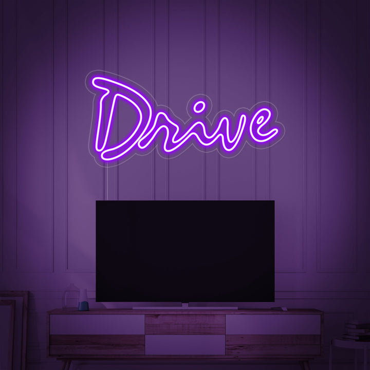 "Drive, Télévision" Enseigne Lumineuse en Néon