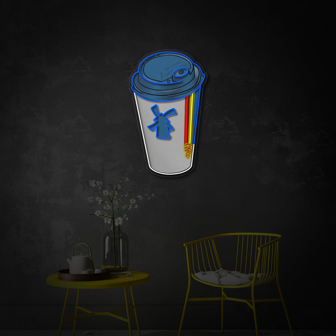 "Dutch Coffee Cup" Enseigne néon LED imprimée UV