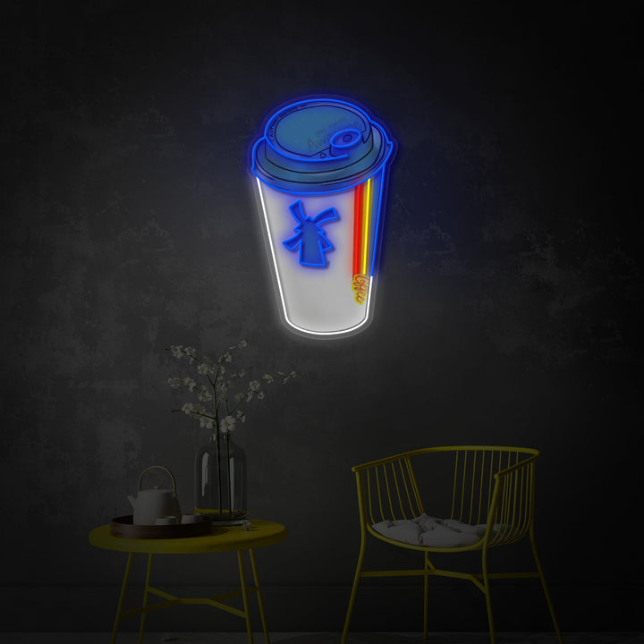 "Dutch Coffee Cup" Enseigne néon LED imprimée UV