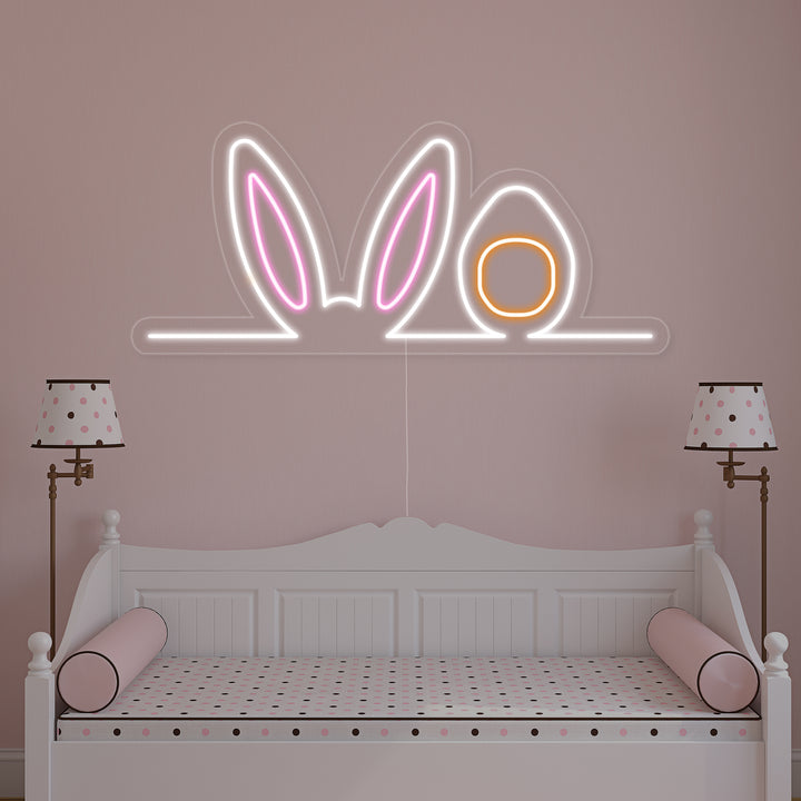 "Oreilles De Lapin De Pâques" Enseigne Lumineuse en Néon