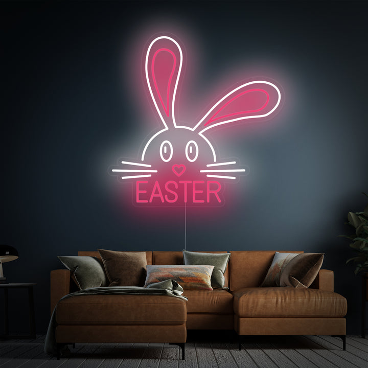 "Lapin De Pâques Animal" Enseigne Lumineuse en Néon