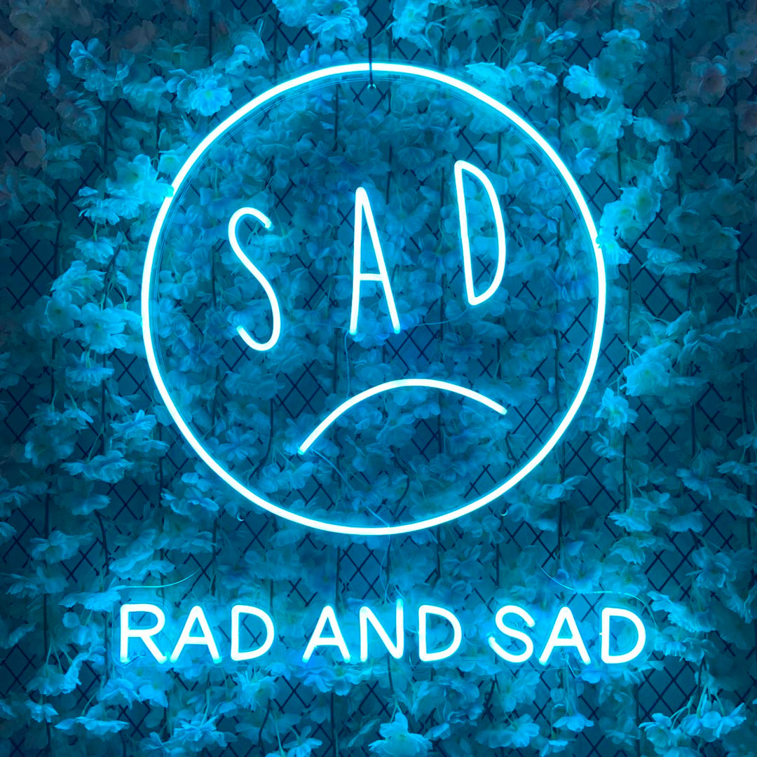 "Emoji Rad And Sad" Enseigne Lumineuse en Néon