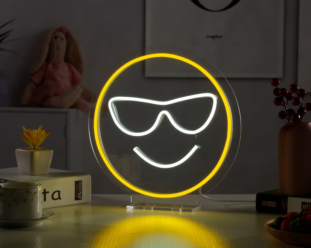 "Emoji Sourire" Enseigne Néon LED Pour Bureau