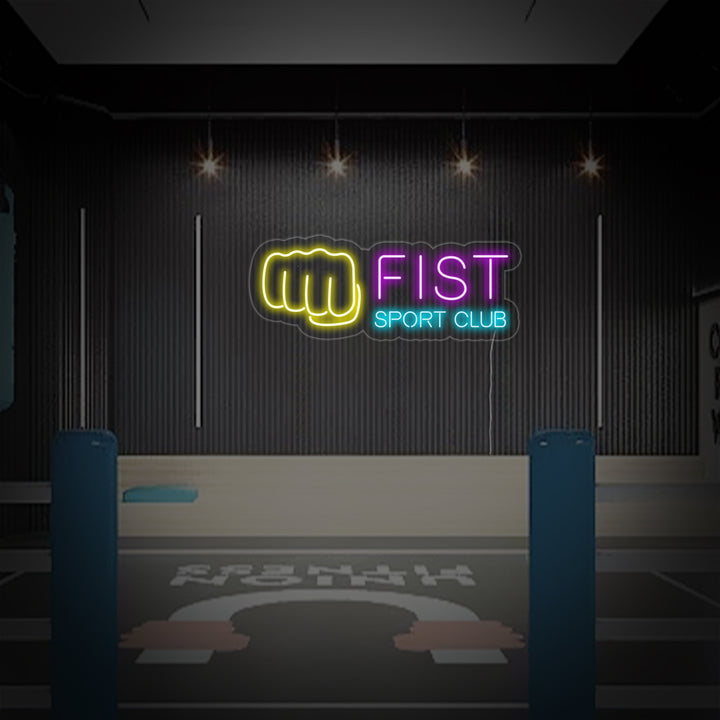 "Club De Combat, Fist Sport Club" Enseigne Lumineuse en Néon