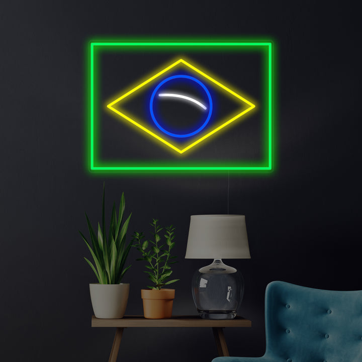 "Drapeau Du Brésil" Enseigne Lumineuse en Néon