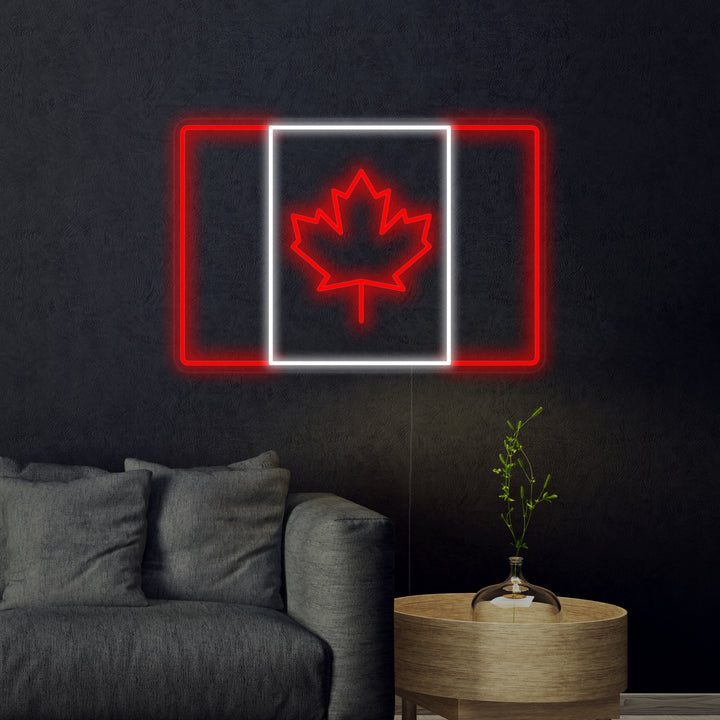 "Drapeau Du Canada" Enseigne Lumineuse en Néon