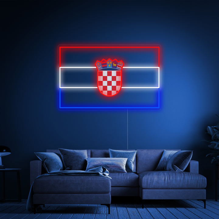 "Drapeau De La Croatie" Enseigne Lumineuse en Néon