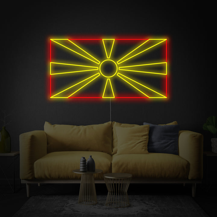 "Drapeau De La Macédoine Du Nord" Enseigne Lumineuse en Néon