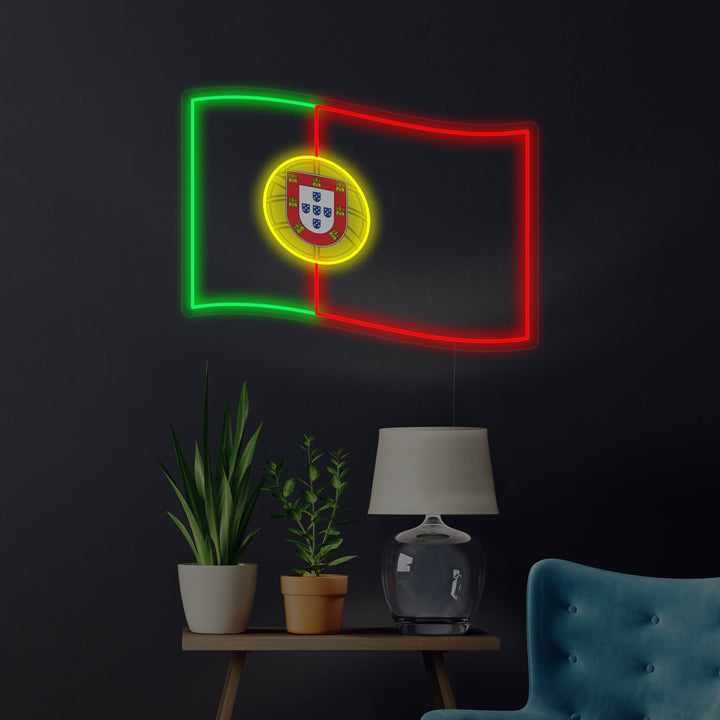 "Drapeau Du Portugal" Enseigne Lumineuse en Néon