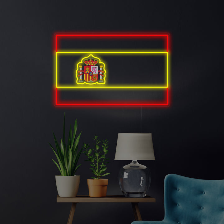 "Drapeau De L'Espagne" Enseigne Lumineuse en Néon