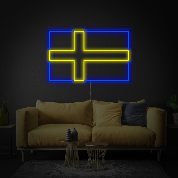 "Drapeau De La Suède" Enseigne Lumineuse en Néon