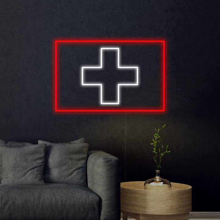 "Drapeau De La Suisse" Enseigne Lumineuse en Néon