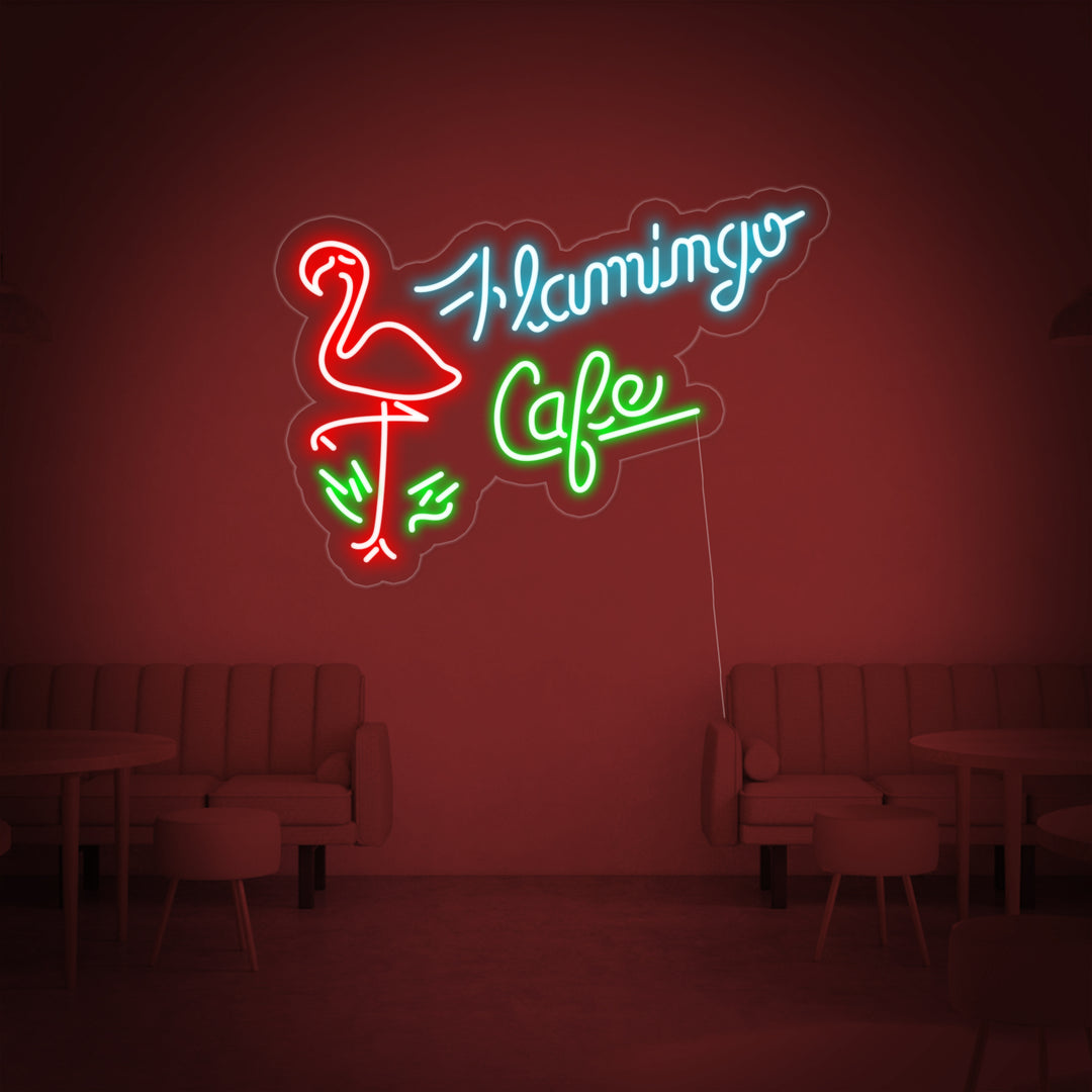"Flamingo Cafe, Magasin" Enseigne Lumineuse en Néon