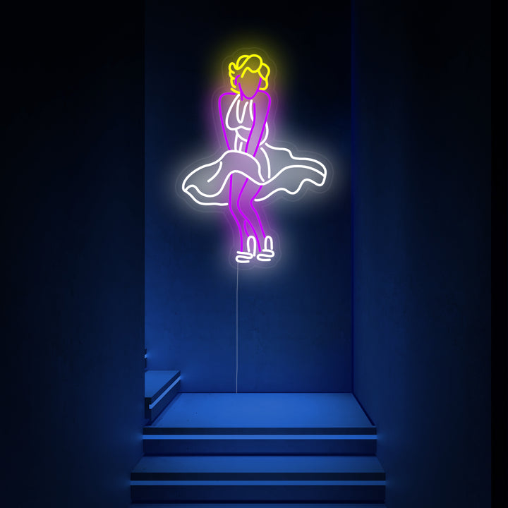 "Jupe Volante Fille Dansante" Enseigne Lumineuse en Néon