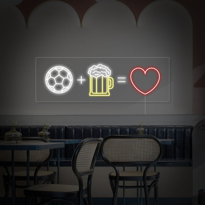 "Football Bière Cœur" Enseigne Lumineuse en Néon