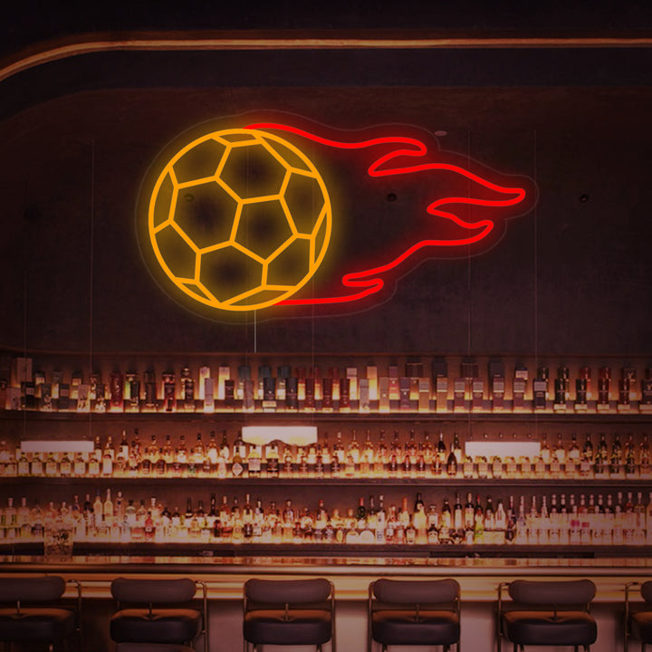 "Football Avec Flamme" Enseigne Lumineuse en Néon
