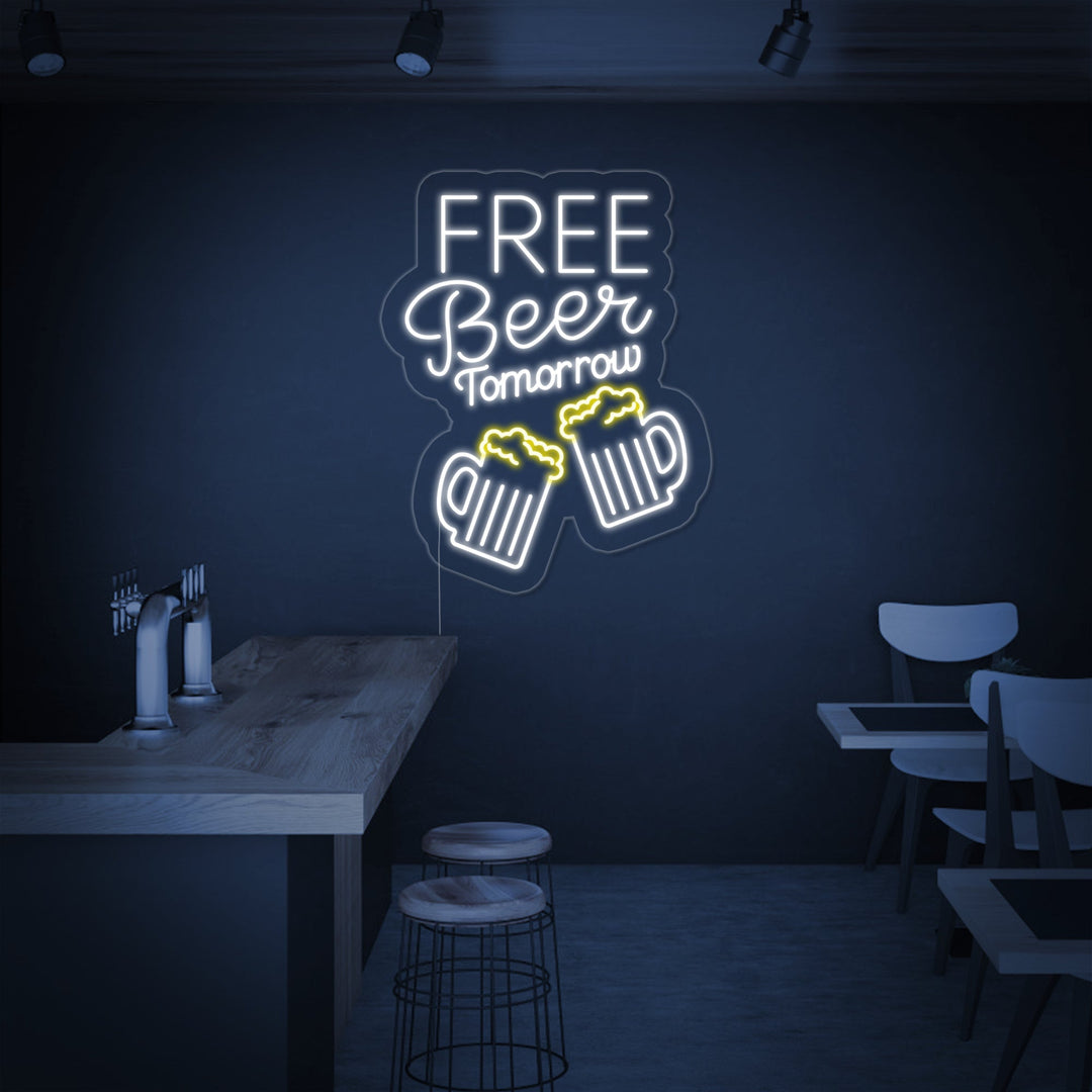"Free Beer Tomorrow Bar" Enseigne Lumineuse en Néon