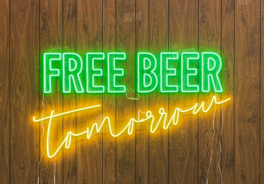"Free Beer Tomorrow" Enseigne Lumineuse en Néon