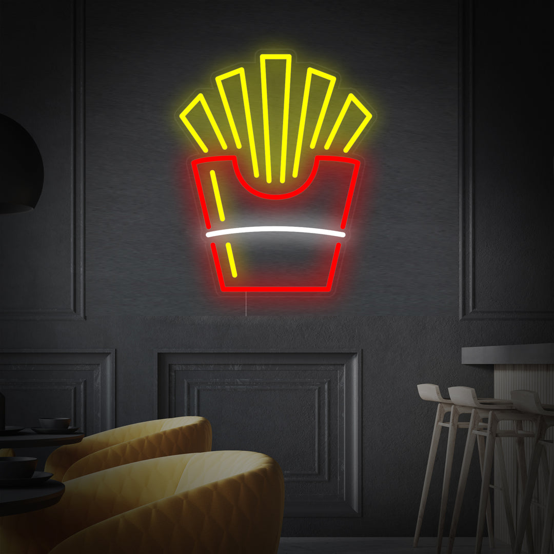 "Frites Dans Du Papier Frites Nourriture" Enseigne Lumineuse en Néon