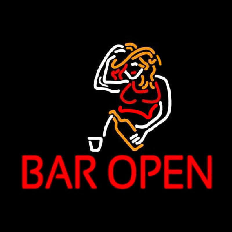 "Fille, Bar Open" Enseigne Lumineuse en Néon