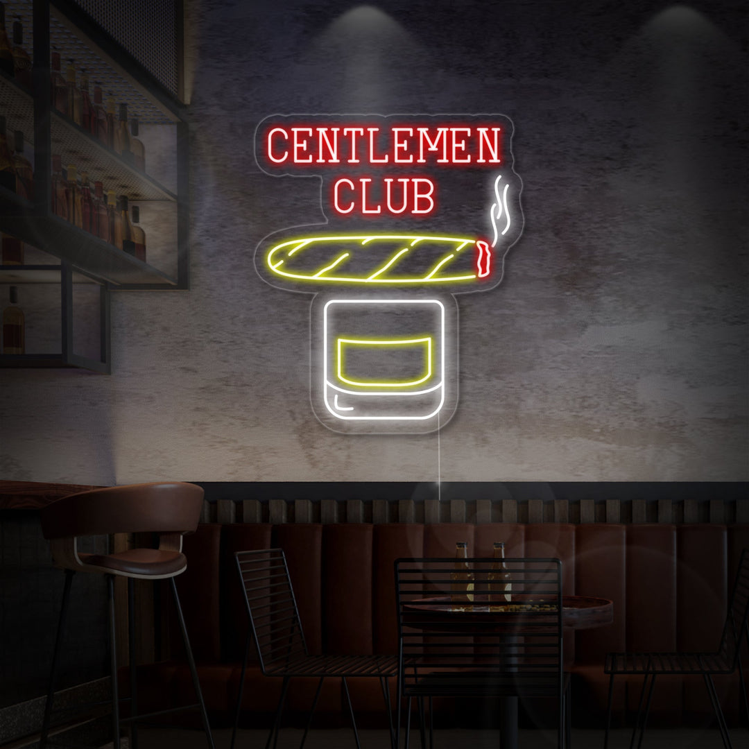 "Gentlemen Club Whisky Cigare" Enseigne Lumineuse en Néon
