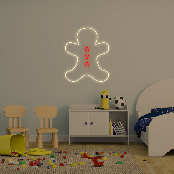 "Bonhomme En Pain D'Épice, Décoration De Chambre D'Enfant" Enseigne Lumineuse en Néon