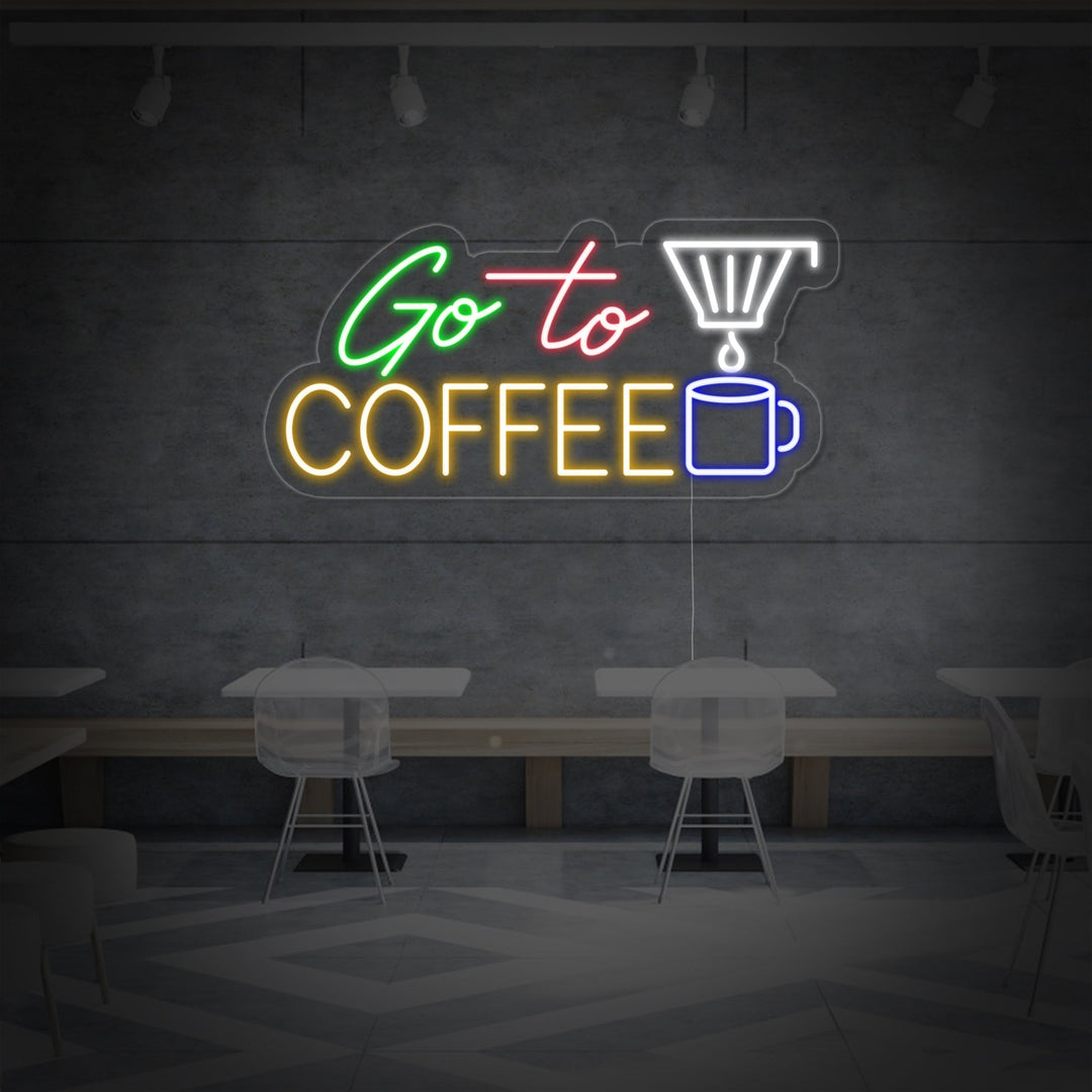 ”Go To Coffee“ Enseigne Lumineuse en Néon