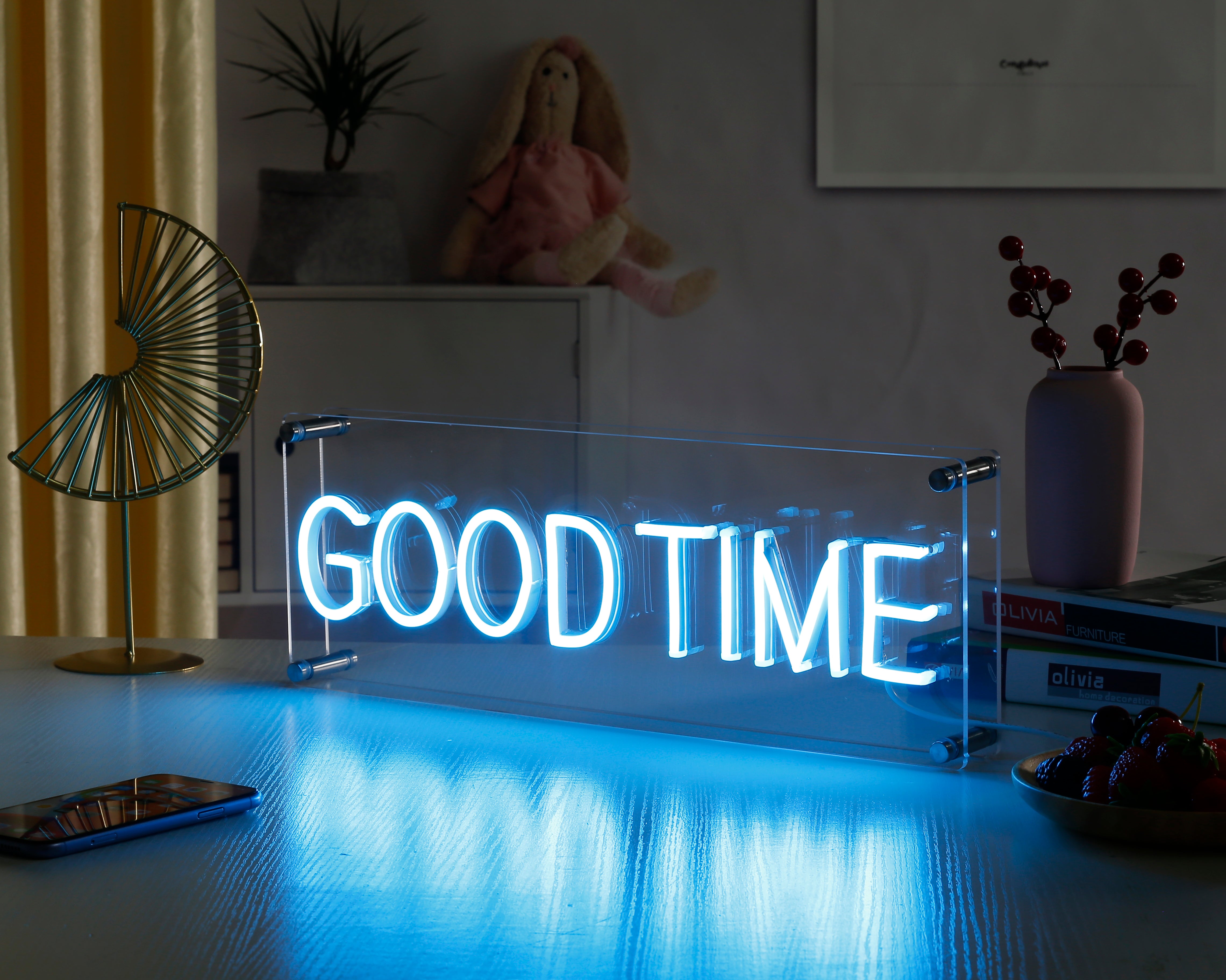 ”Good Time“ Desk LED Enseigne Lumineuse en Néon