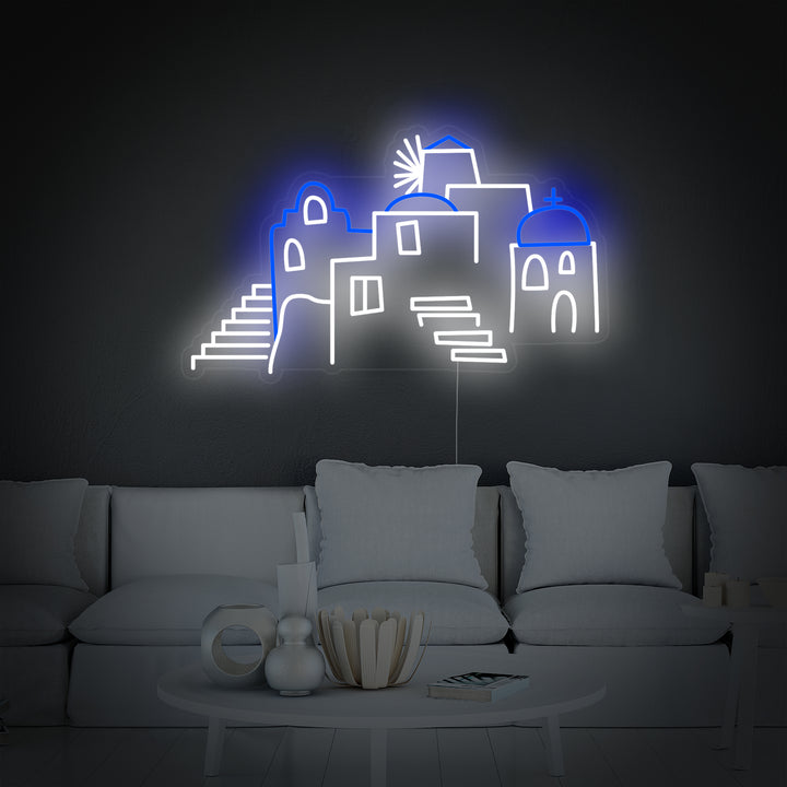 "Dômes De Santorin En Grèce" Enseigne Lumineuse en Néon
