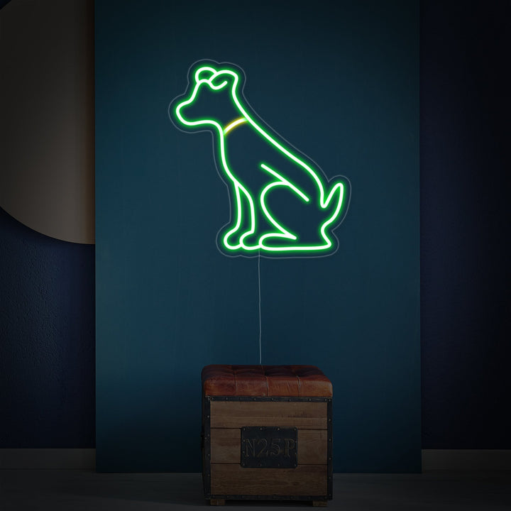 "Chien Vert, Animal" Enseigne Lumineuse en Néon