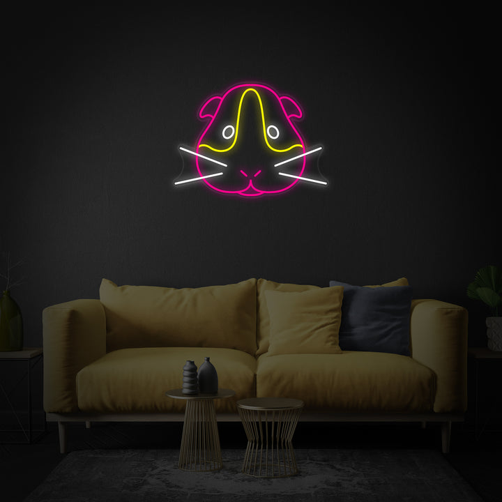 "Cochon D'Inde" Enseigne Lumineuse en Néon