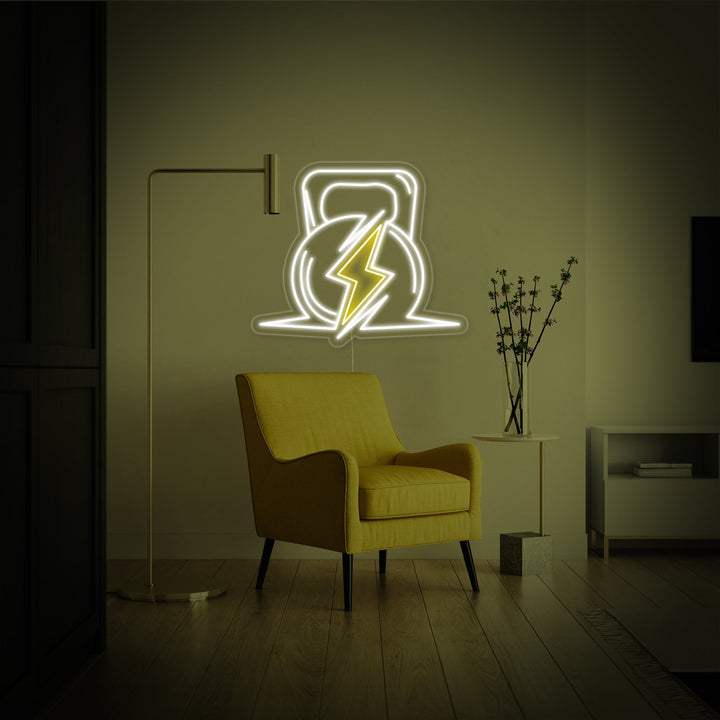 "Salle De Sport Puissance Fitness" Enseigne Lumineuse en Néon