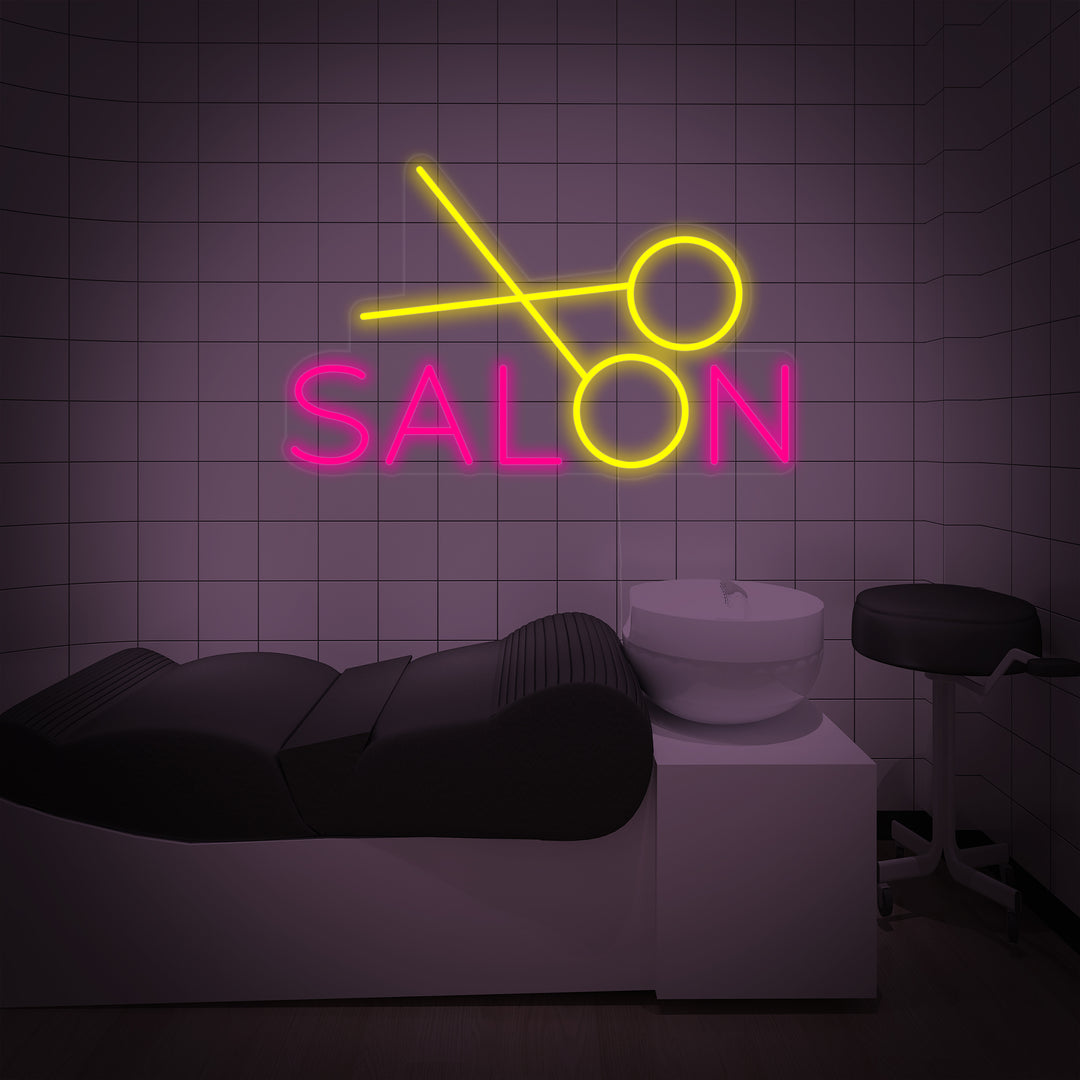 "salon, Salon de coiffure, Ciseaux" Lumineuse en Néon