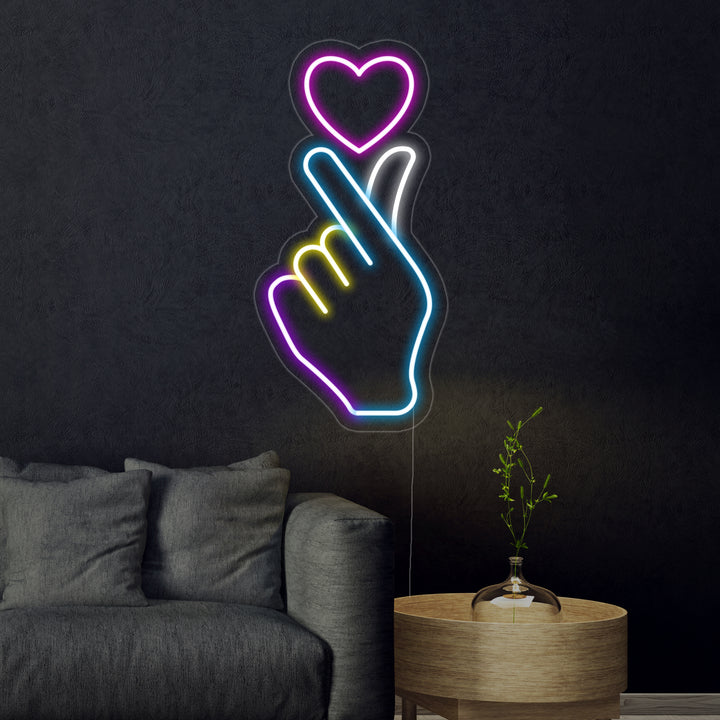 "Coeur De La Main" Enseigne Lumineuse en Néon