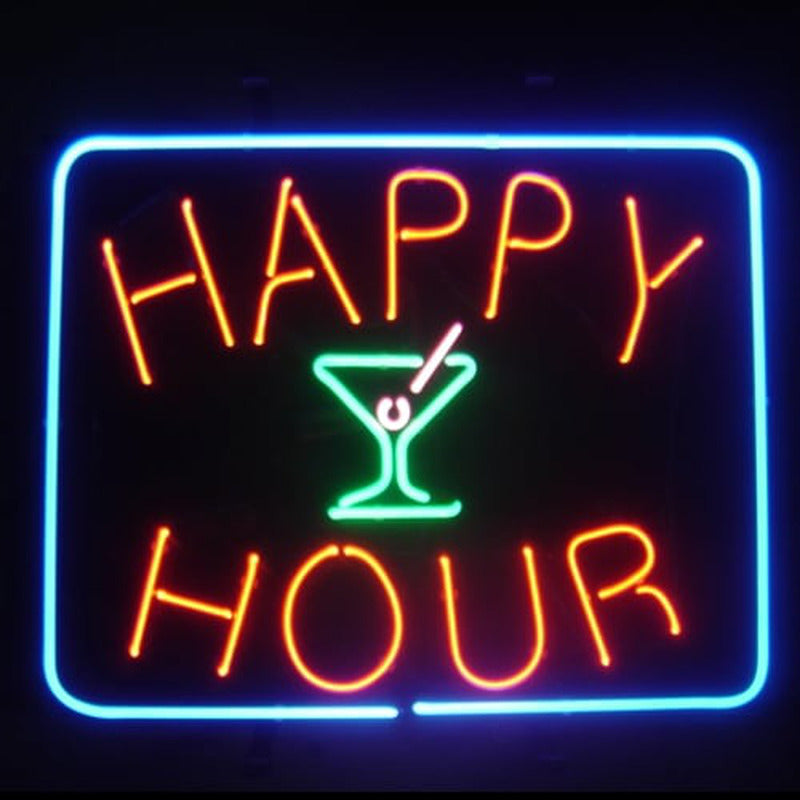 "Bar À Bières Happy Hour" Enseigne Lumineuse en Néon