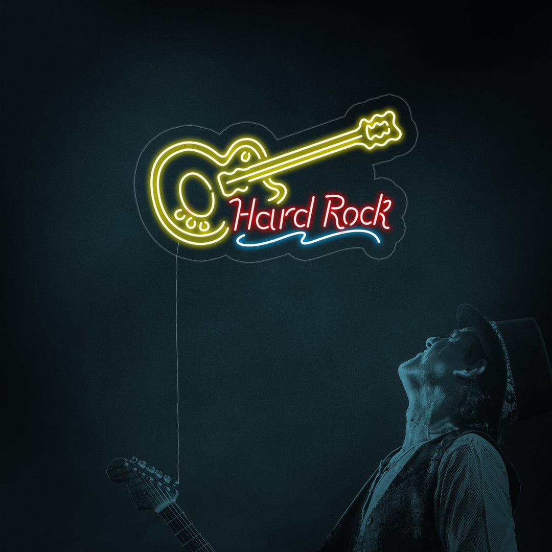 "Hard Rock, Musique, Guitare" Enseigne Lumineuse en Néon