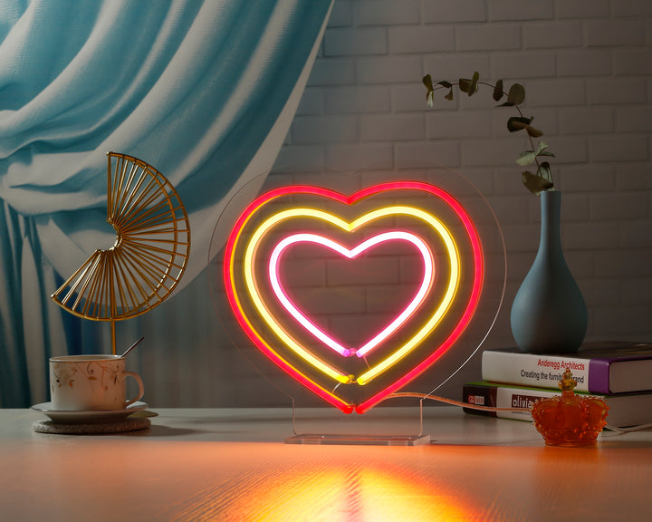 "Hearts" Desk LED Enseigne Lumineuse en Néon