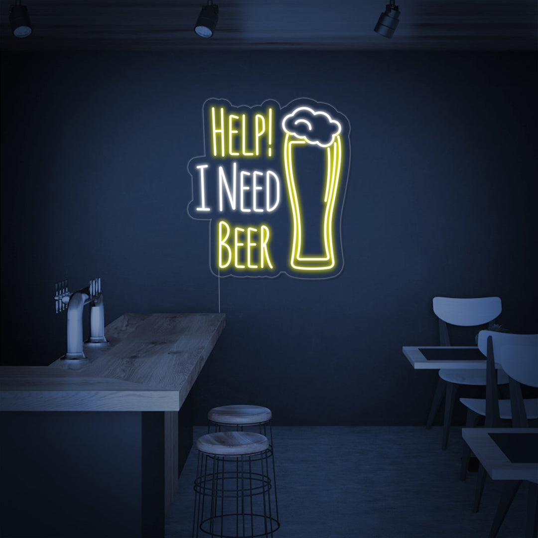 "Help I Need Beer" Enseigne Lumineuse en Néon