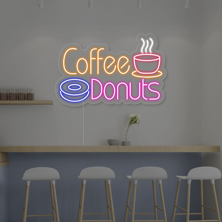 "Café chaud, Coffee Donuts" Lumineuse en Néon